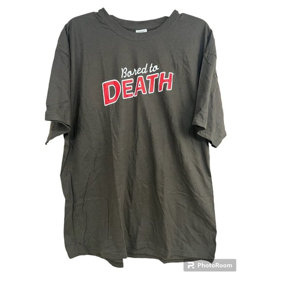 Y2K Bored to Death HBO Promo Graphic Shirt SZ XL Chocolate Brown Granola - Picture 1 of 6